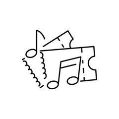 Music concert ticket line icon, Music festival concept, Invitation card sign on white background, concert invitation with clef icon in outline style for mobile, web design. Vector graphics