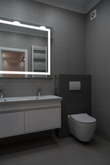 Fototapeta na wymiar Interior of the bathroom is made in bright colors.