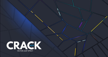 Abstract geometric background. Technokogy design. Crack and light.