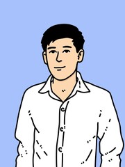 cute man cartoon on blue background
