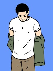 Fototapeta premium cute man cartoon on blue background