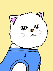 cute cat cartoon on yellow background