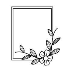 Floral frame line art illustration template vector design