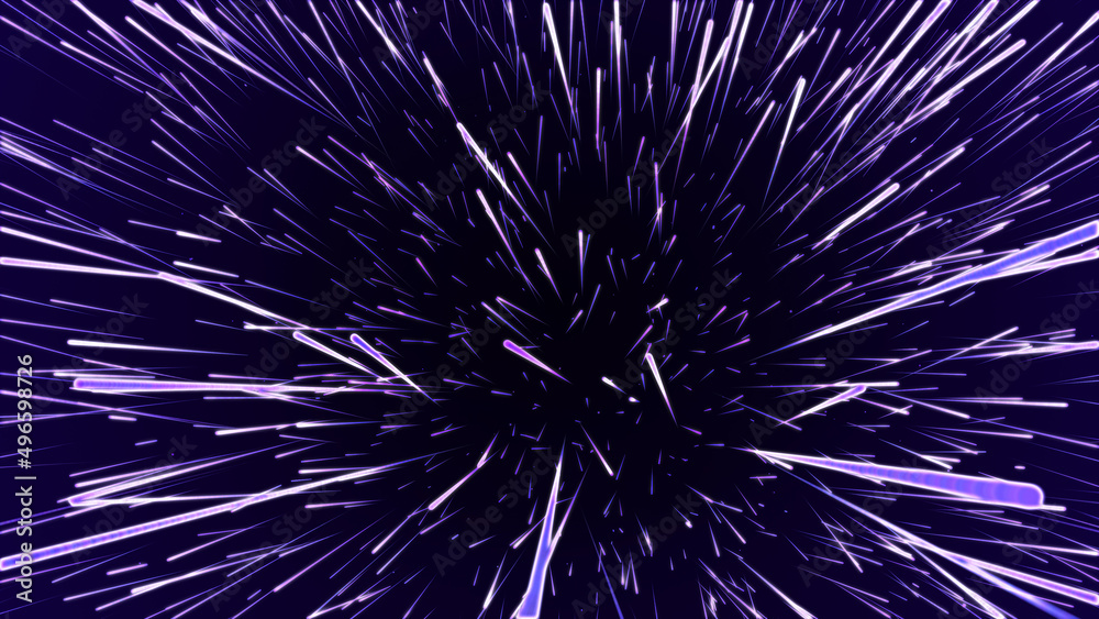 Poster blue hyper jump. digital hyperspace with stars explosion. abstract futuristic speed background. dyna
