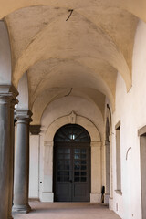 arch with columns in an old historical building of European architecture