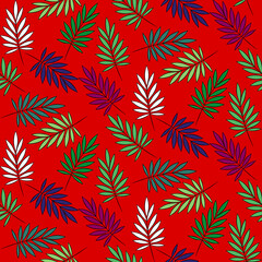 Vector seamless half-drop pattern, with leaves 