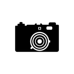 Camera Silhouette. Black and White Icon Design Element on Isolated White Background