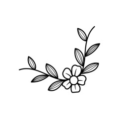 Floral line art illustration vector design template