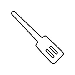 Wooden spatula. Kitchenware sketch. Doodle line vector kitchen utensil and tool. Cutlery