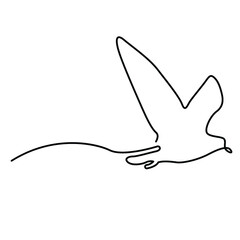 one line continuous drawing of flying bird