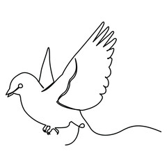 one line continuous drawing of flying bird to the left side