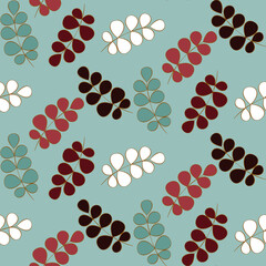 Fototapeta premium Vector seamless half-drop pattern, with leaves 
