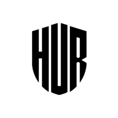 HUR letter logo design. HUR modern letter logo with black background. HUR creative  letter logo. simple and modern letter logo. vector logo modern alphabet font overlap style. Initial letters HUR 