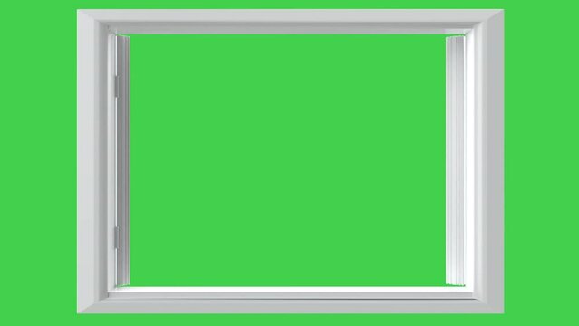 white upvc window profile frame on green screen