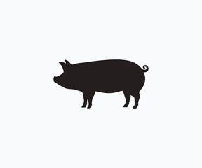 Silhouette pig vector icon. Pig icon vector. Pig symbol