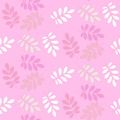Vector seamless half-drop pattern, with leaves