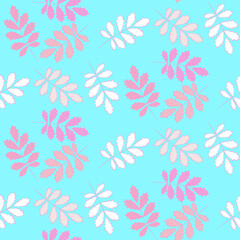 Vector seamless half-drop pattern, with leaves