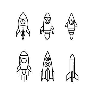 rocket icon black and white illustration design