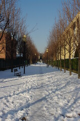 paesaggio cittadino con neve