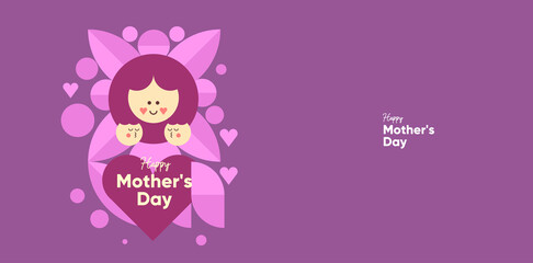 Mom's day. Women's Day. Vector flat illustration. Abstract backgrounds, patterns about mothers day. Hearts, abstract geometric shapes. Perfect for poster, label, banner, invitation.