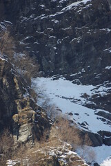 Paesaggio montano con nebbia
