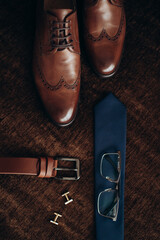 men's accessories, groom's details flat lay