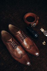 men's accessories, groom's details flat lay
