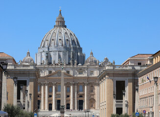 dome of St. Peters Basilica in the Vatican on a beautiful summer day