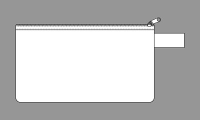 Blank White Cosmetic Bag with Zipper Template on Gray Background, Vector File. © Sansom