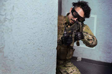 Image of a strong, military-looking man.