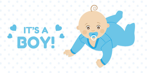 Baby Shower greeting card with a cute baby boy.
