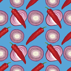 hand draw vegetable seamless pattern design