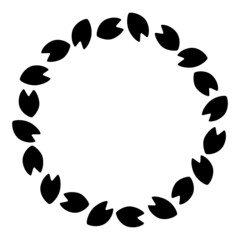 かわいい桜の花びら円形フレーム　ブラック