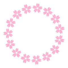 かわいい桜の円形フレーム　ピンク