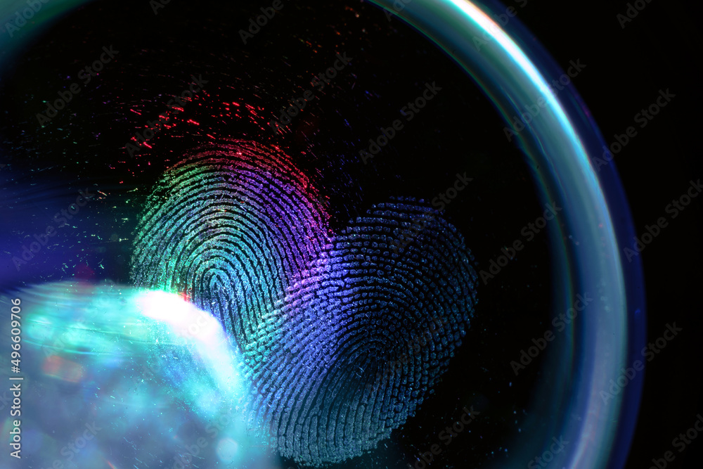Aufkleber beautiful abstract blue, green colored fingerprint on background texture for design. macro photograp