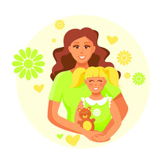 Drawing of a happy mother and daughter.