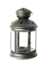 christmas black lantern isolated on white for candle
