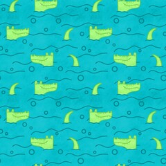 Fototapeta premium Kids seamless crocodile pattern for fabrics and textiles and packaging and gifts and cards and linens and wrapping paper