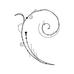 Abstract Hand Drawn Flower Plant Leaf Leaves Botanic Floral Nature Bloom Doodle Concept Vector Design Outline Style On White Background Isolated