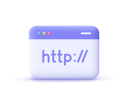 Hypertext Transfer Protocol Concept, HTTP Data Web Page. Web Browser, Internet Communication Protocol. 3d Vector Icon. Cartoon Minimal Style.