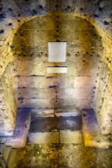 Burial sepulchral chamber of Castel Sant'Angelo - Castle of the Holy Angel, emperor Hadrian mausoleum in historic center of Rome in Italy