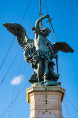Bronze statue of Michael the Archangel by Peter Anton von Verschaffelt on top of Castel Sant'Angelo...