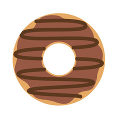 illustration of a chocolate donut on a white background.Print printing on clothes, goods, textiles, tablecloths, dishes, children's clothing.