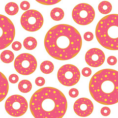 donuts seamless patern illustration. Print printing on clothes, goods, textiles, tablecloths, dishes, children's clothing.

