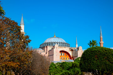 Fototapeta na wymiar Ayasofya or Hagia Sophia at day time. Ramadan or islamic background photo