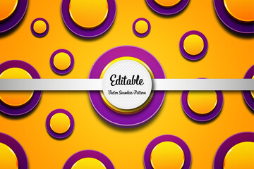 editable purple ring seamless vector pattern with modern style