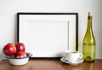 frame with empty space for text, menu, kitchen