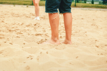 Beach volleyball sand court and body detayl.