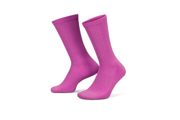 Pair of pink cotton socks isolated on white. Set of short socks for sports as mock up and label for advertising, logo, branding.