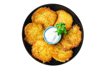 potato pancake draniki vegetable hash brown veggie fritters vegetarian pancakes fresh food meal snack on the table copy space food background 